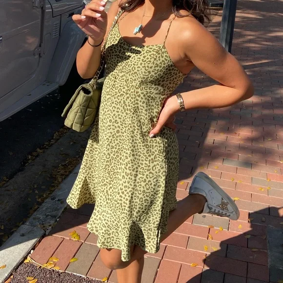 Zara | Dresses | Green Print Dress | Poshmark
